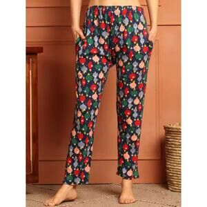 Hanna Andersson Blue Flannel Pajama Pants Holiday Christmas Unisex Medium M NWOT